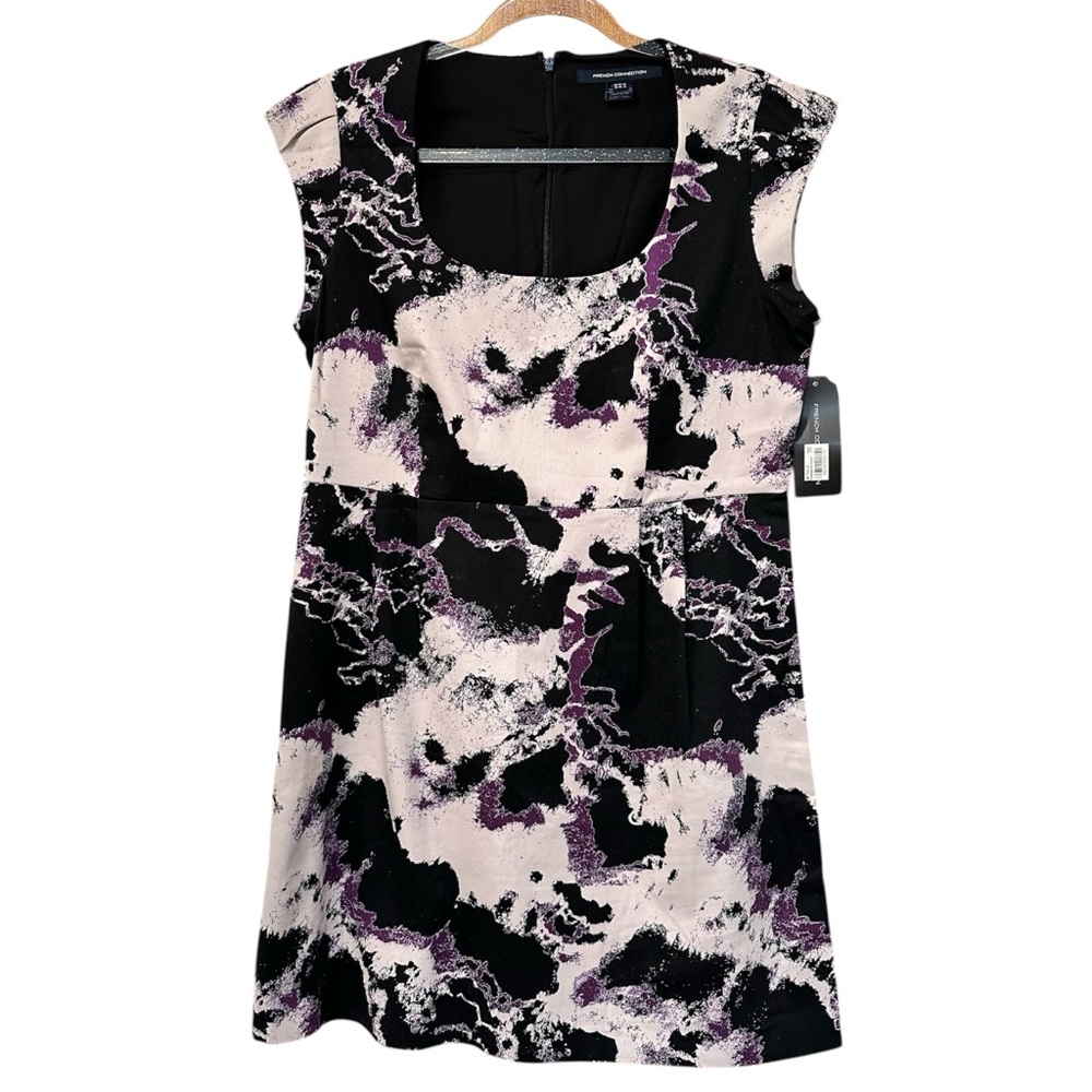 French Connection NWT Black and Purple Sheath Mini Dress SZ 12